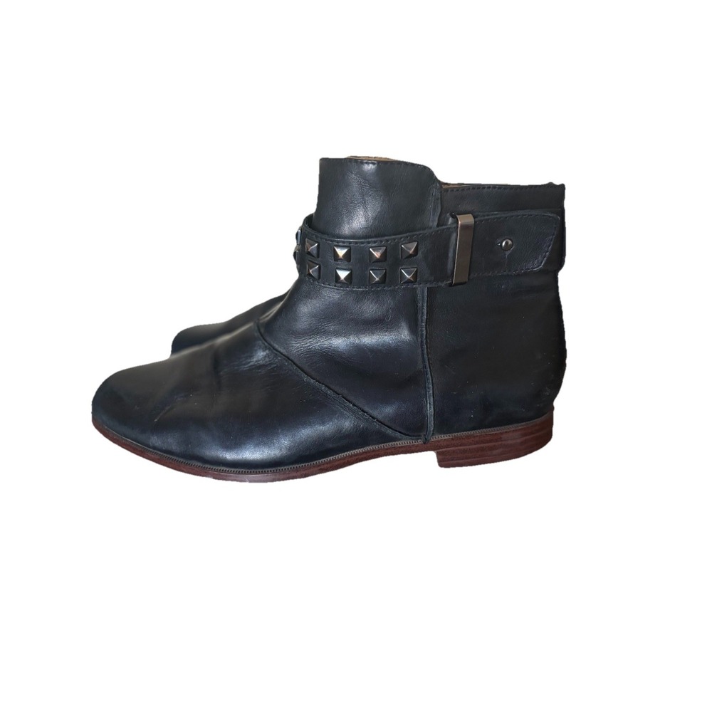 Earthies Womens 7 B Black Leather Ankle Boot Strap Studded Moto Goth 90s‎ Whimsy